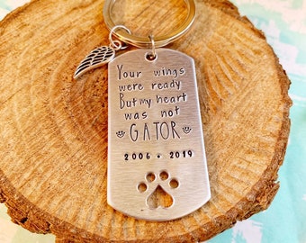 Your Wings Were Ready But My Heart Was Not Personalized Pet Memorial Keychain, Custom Sympathy Gift, Pet Loss Memorials, Rainbow Bridge