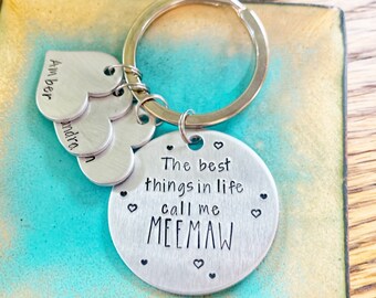 Personalized MeeMaw Keychain Custom Grandkids Names Gift, Family Tree, Grandma, The Best Things in Life Call Me, Nana, For Grandmother, Mimi