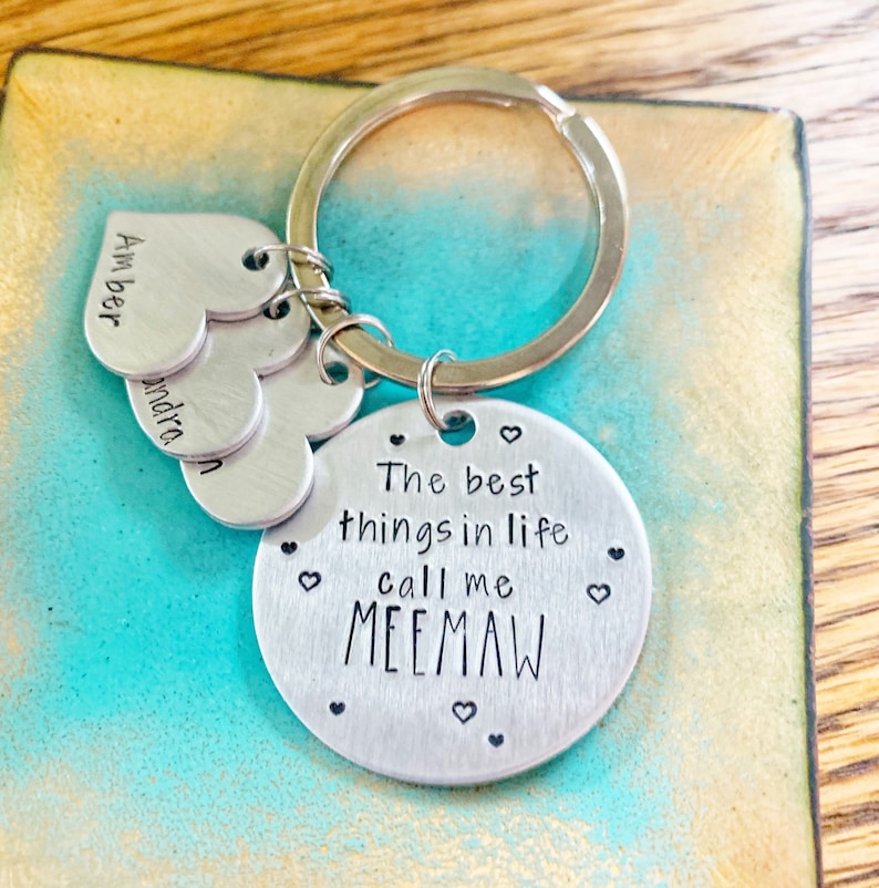 Personalized Meemaw Keychain Custom Grandkids Names Gift Etsy