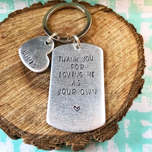 Thank You For Loving Me As Your Own Keychain, Step Dad Keychain, Stepdad Gift, Bonus Dad Keychain, Bonus Dad Gift, Stepfather Keychain