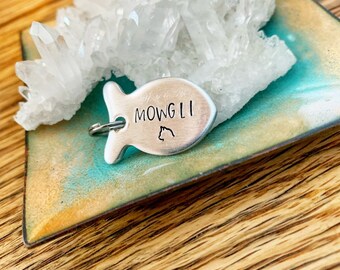 Personalized Fish Cat ID Tag, Aluminum or Copper