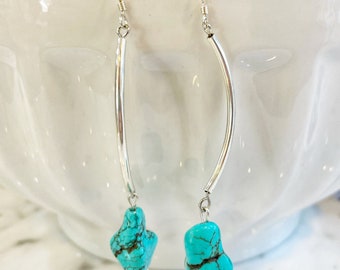 Sterling Silver Turquoise Dangle Earrings, Teal Jewelry, Jewellery For Her, Earring Sale, Turquoise Jewelry, .925 Sterling Earring