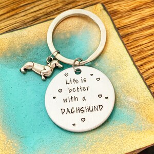 Life is Better With a Dachshund Dog Mom Custom Keychain, Doxies, Dachsy KeyRing, Dachshunds, Doxie Mom Dad, Sausage Dog, Wiener Dog Gift