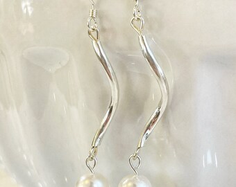 Sterling Silver Freshwater Pearl Dangle Earrings, Potato Pearl Jewelry, Jewellery For Her, Pearls Jewelry, .925 Sterling Earring