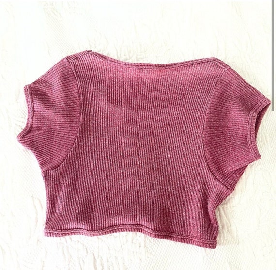 Vintage College Lane Maroon Knit Crop Top Sweater… - image 2