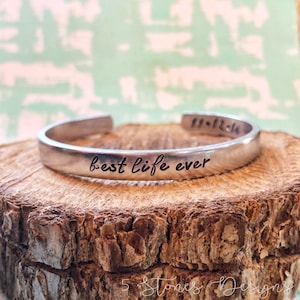 Handstamped Cuff Bracelet, Best Life Ever, JW Gift, JW Bracelet, Stackable Bracelet, Sterling, Pioneer School, Baptism Gift, Baptized