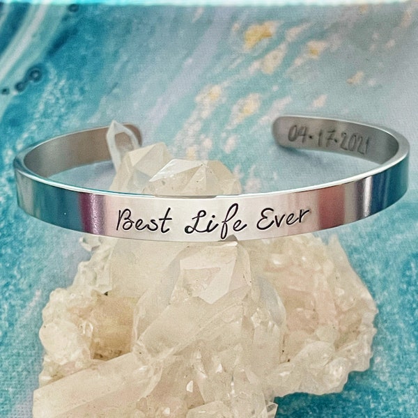 Handstamped Cuff Bracelet, Best Life Ever, JW Gift, JW Bracelet, Stackable Bracelet, Sterling, Pioneer School, Baptism Gift, Baptized