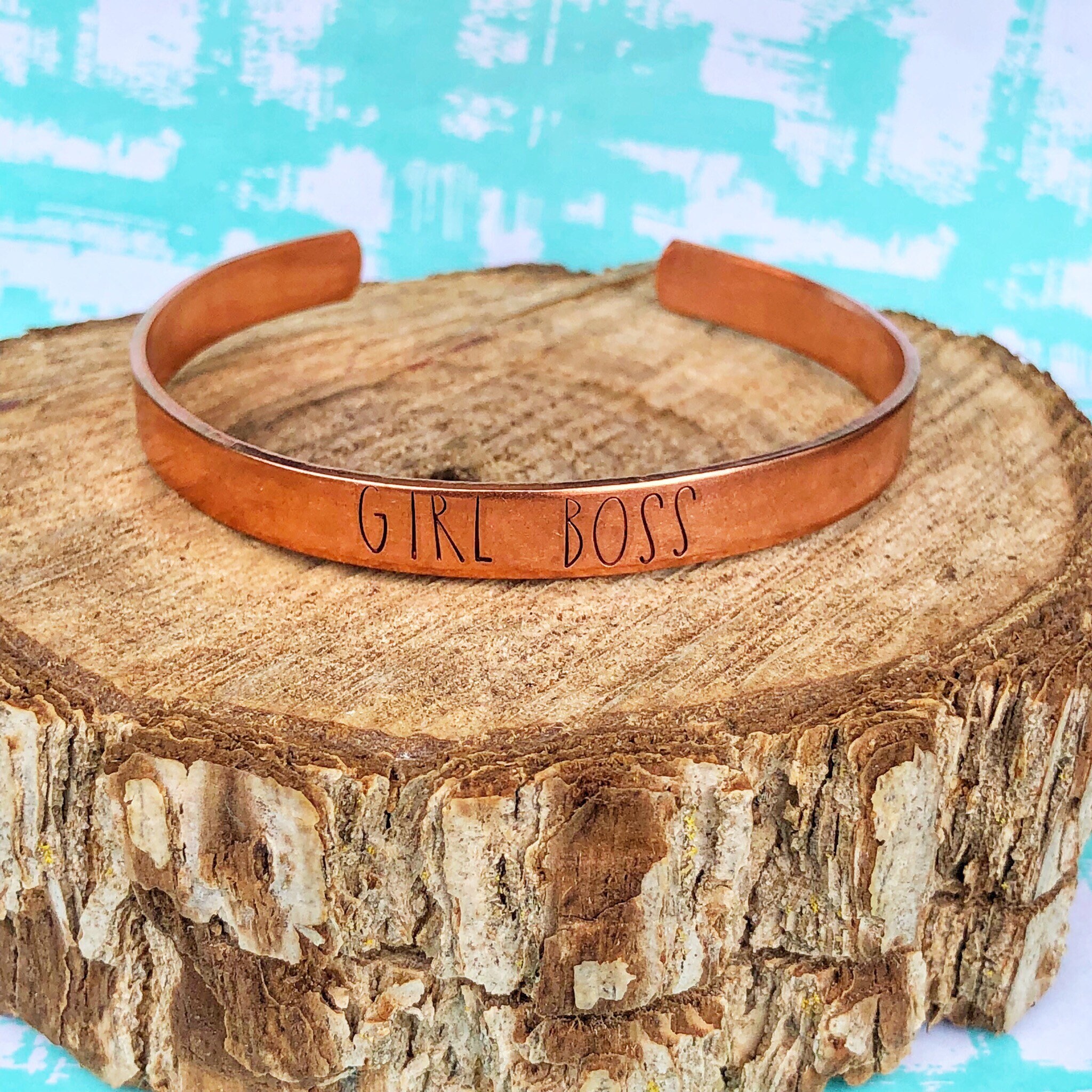 Girl Boss Boss Gift for Her Handstamped Bracelet Boss Babe Etsy