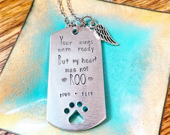 Your Wings Were Ready But My Heart Was Not, Personalized, Pet Memorial, Pet Loss Sympathy Gift, Dog Memorials, Rainbow Bridge, Necklace