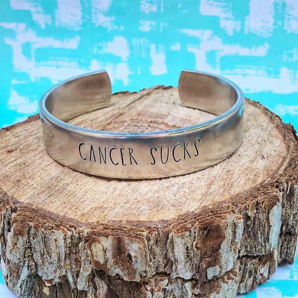 Cancer Sucks Bracelet, Beat Cancer, Cancer Bracelet, Cancer Jewelry, Handstamped Jewelry, Cuff Bracelet,  Cancer Sucks, Cancer Warrior
