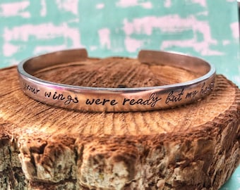 Memorial Cuff Bracelet, Hand Stamped Loss of Mother Sympathy Gift