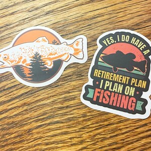 Lot of Dye Cut Stickers, Sticker Hydroflask, Water Bottle, Fishing Life, Fish Decals, Bass Trout, Retirement Plan, Carp, Fish With Grandpa