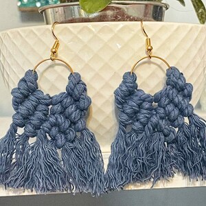 Nautical Ocean Blue Tassel Earrings, Gold Brass, Blue Jewelry, Beach Fashion, Gift for Mom, Statement Jewellery, Tassels, Christmas Gift
