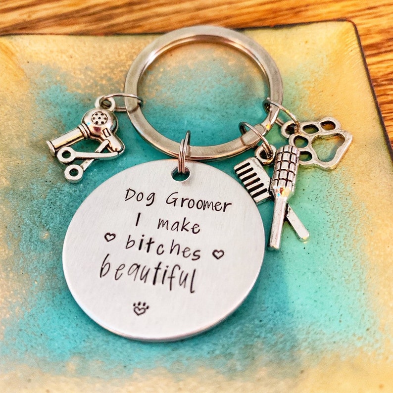 Dog Groomer Gift Handstamped Keychain Gift for Dog Lover I Etsy