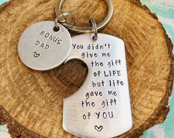 You Didn't Give Me the Gift of Life Life Gave Me the Gift of You Keychain, Step Dad, Stepparent Gift, Bonus Dad, Bonus Mom, From StepKids