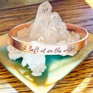 Handstamped Cuff, Personalized, Baptism Bracelet, I Left it in the Water, Baptism Gift, Christian Jewelry, Washed by the Blood, Scripture