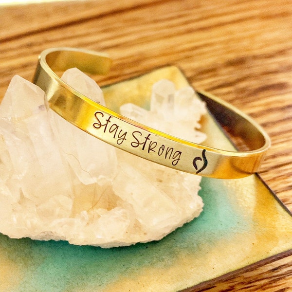 Handstamped Recovery Cuff Bracelet, You are Enough, Eating Disorder Awareness, Recovery Gift for Her, ED Symbol, NEDA, Stay Strong