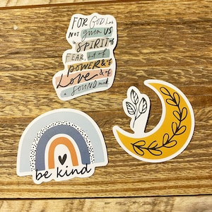 Viele christliche Farbschnitt Sticker, Aufkleber Hydroflask, Wasserflasche, Sei freundlich Regenbogen, Für Gott hat uns keinen Geist der Angst gegeben, Mond Aufkleber