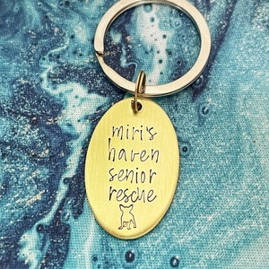 Miri’s Haven Senior Rescue, Personalized Handstamped Keychain, Gift for Dog Lover, Rescue Mom, Rescue Name, Rescued Is My Favorite Breed