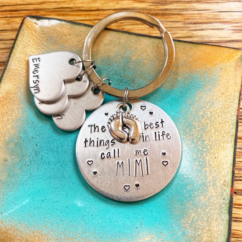 Personalized Mimi Keychain Custom Grandkids Names Gift Family Etsy