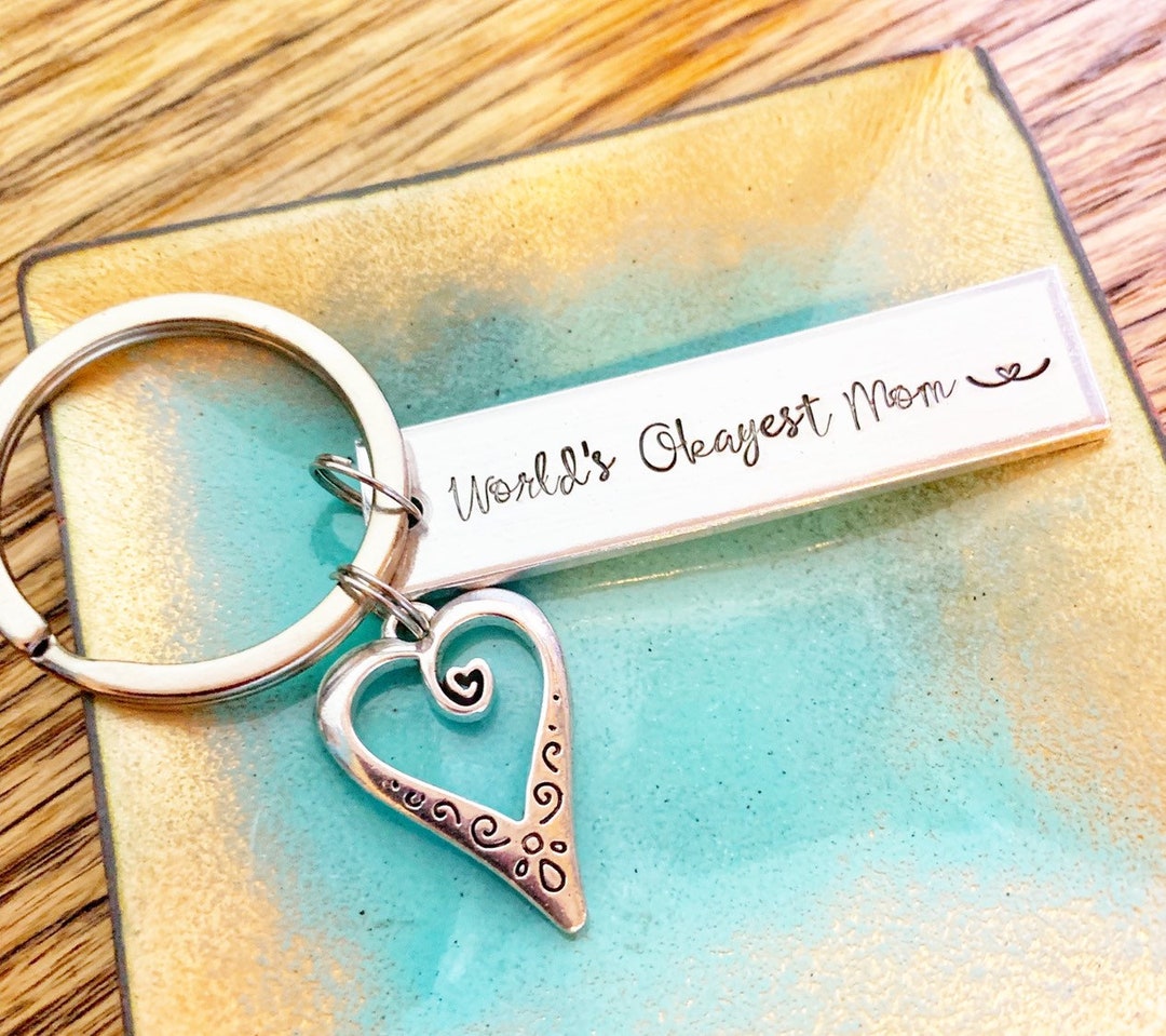 OXIHOUSE&CO Mother Keychain - Silver Medium Key Ring, Gift For Mom From Daughter Or Son