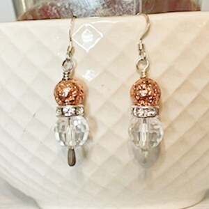 Sterling Silver Rose Gold Dangle Earrings, Rose Gold Jewelry, Jewellery For Her, Boho Jewelry, .925 Sterling Earrings, Paddle, Real Silver
