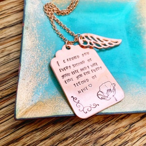 Bereavement Gift, I Held You Every Second of Your Life, Memorial Necklace, Handstamped Memorial Jewelry, Miscarriage Necklace, Miscarriage