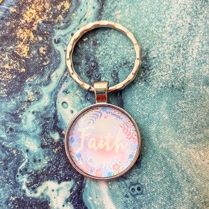 Christian Flower Faith Keychain, Best Life Ever, JW Org, Jehovah Witness Gift, Pioneer School, Baptism, Exercise Patience, Pink Purple Ring