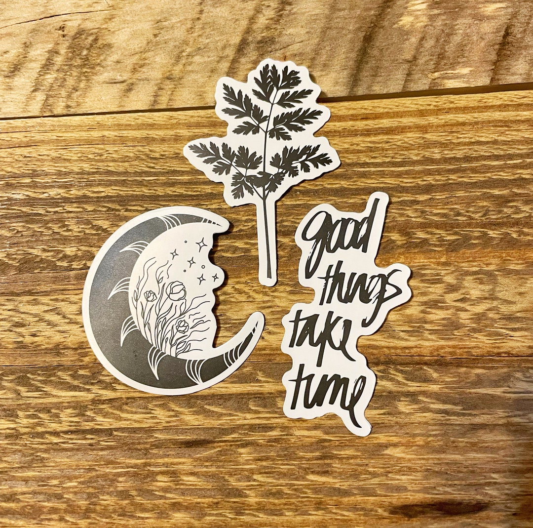 Moon Phase Sticker Set: Black and White Inspirational Decals - Etsy