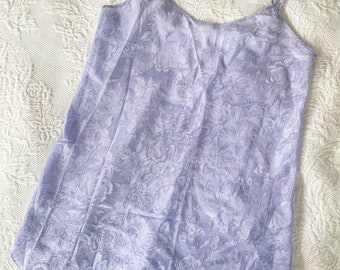 SECRET TREASURES Vintage Floral Lilac Purple Chemise Nightgown Size 1X, Retro Leather Lingerie, Lavender Flower Gown