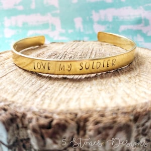 Love My Soldier, Army Wife Bracelet, Proud Army Mom, Handstamped Bracelet, Proud Military Wife, Military Mom Bracelet, Military Wife Bracele
