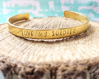 Pulsera con sello "Amo a mi soldado", regalo para esposa militar