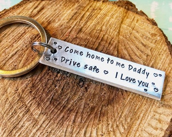 Truck Driver Keychain, Come Home Safe, Drive Safe, Trucker Gift, Personalized Key Ring for Him, Gift from Kid, Long Haul, Deployment