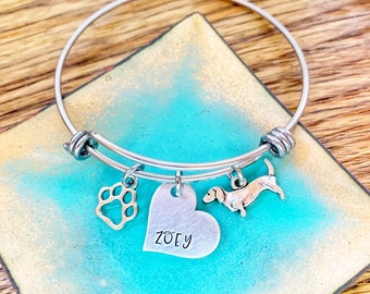 Personalized Dachshund Mom Bracelet, Dachshund Bracelet, Custom Dog Bracelet, Dachshunds, For Dog Mom, Sausage Dog, Weenie Dog, Pet Memorial