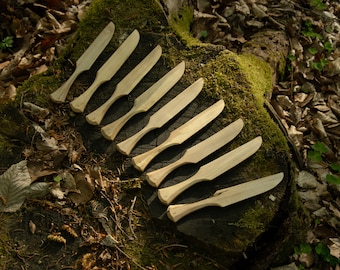 Couteau à beurre en bois, écarteurs de confiture, longueur 21 cm, sculpté à la main.