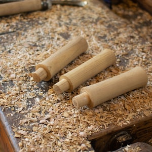 Set of three wooden mandrels, pole lathe mandrel, for Φ25mm hole.