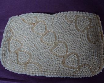 Vintage BY DEBBIE White Beaded Clutch Vintage White Beaded Handbag Vintage White Beaded Purse Vintage White Beaded Wedding Clutch