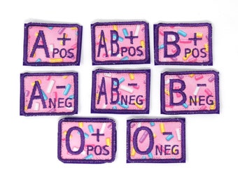 Blood Type Embroidered Patch - Donut Sprinkles - Hook & Loop