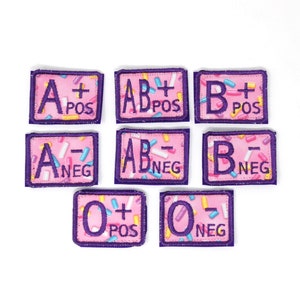 Blood Type Embroidered Patch - Donut Sprinkles - Hook & Loop