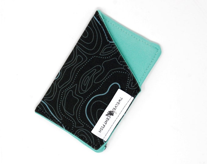 Topography Mint Blue Canvas Minimalist Wallet