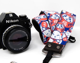 Daruma and Maneko Neko Camera Strap