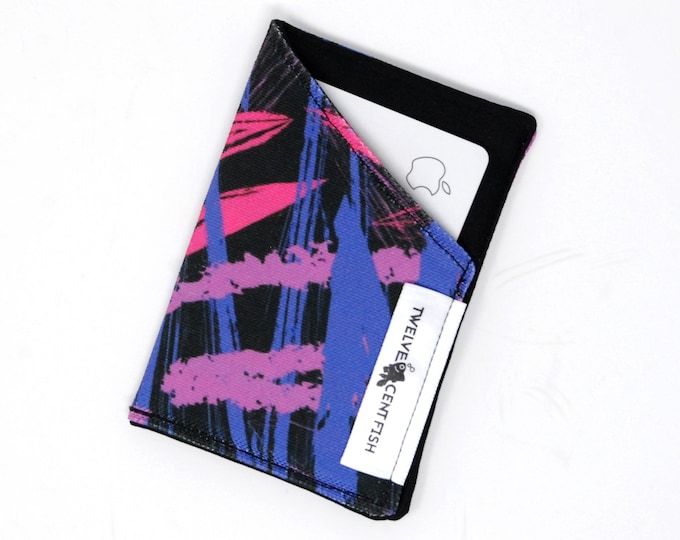 80s Scribble Canvas Minimalist Wallet - Mint