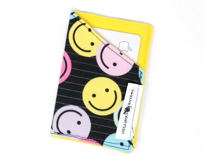 Smiley Faces - Canvas Minimalist Wallet - Mint