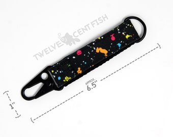 Splatter Paint Black Canvas Minimalist Keychain