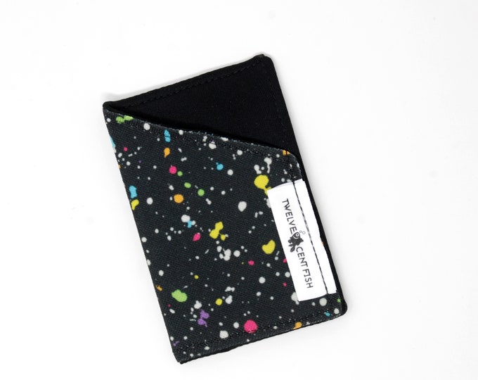 Splatter Paint Black Canvas Minimalist Wallet