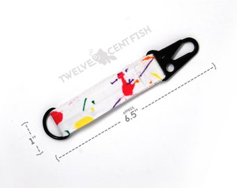 Splatter Paint White Canvas Minimalist Keychain