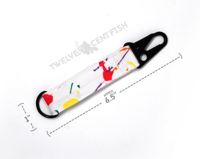 Splatter Paint White Canvas Minimalist Keychain