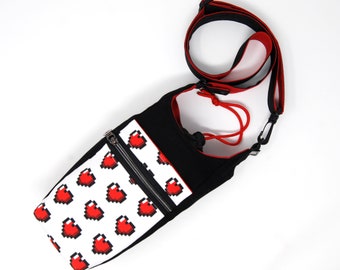 Gamer Life Hearts H2O to Go Water Bottle Bag with Adjustable Strap