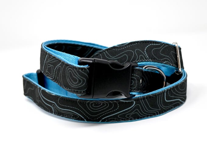 Dog Collar - Topography Blue