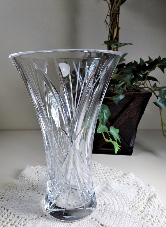 Vintage Czech Prague Crystal Vase Crystal Lead Etched Etsy
